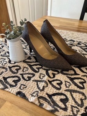 Michael Kors Brown MK Monogram Pointed-Toe Pumps